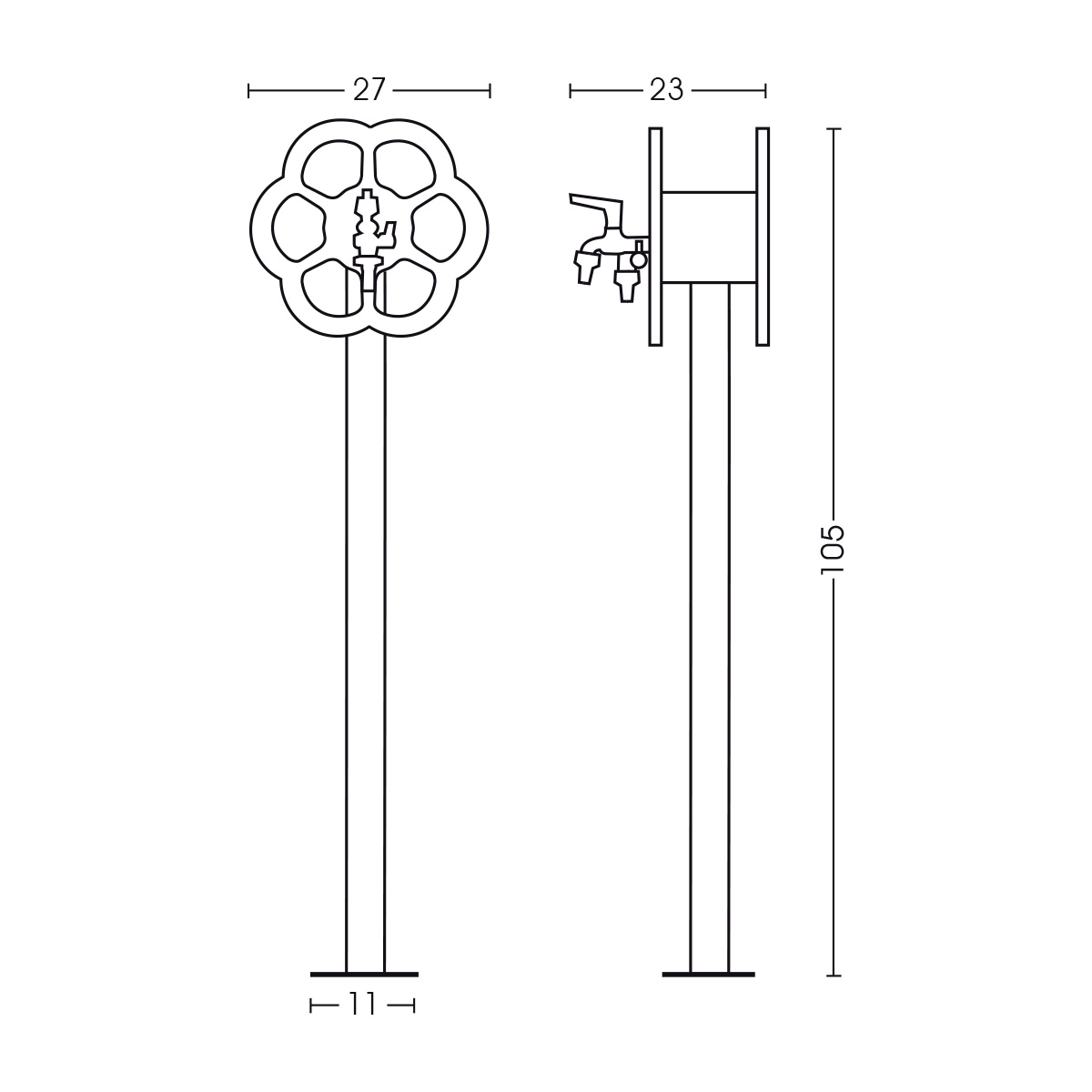 Vandens kolonėlės SRF matmenys
